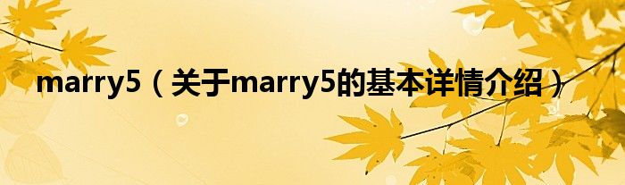 marry5（关于marry5的基本详情介绍）