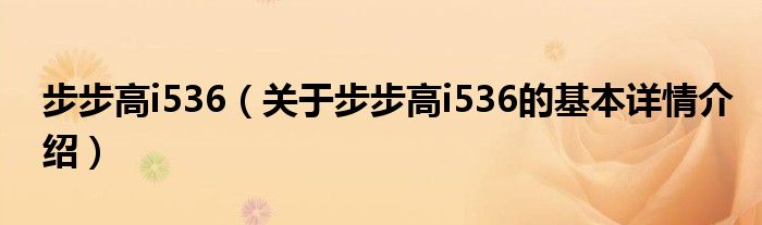 步步高i536（关于步步高i536的基本详情介绍）