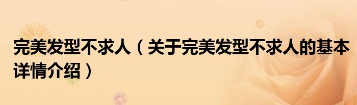 完美发型不求人（关于完美发型不求人的基本详情介绍）