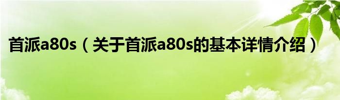 首派a80s（关于首派a80s的基本详情介绍）