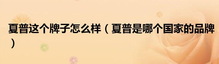 夏普这个牌子怎么样（夏普是哪个国家的品牌）