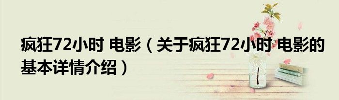 疯狂72小时 电影（关于疯狂72小时 电影的基本详情介绍）
