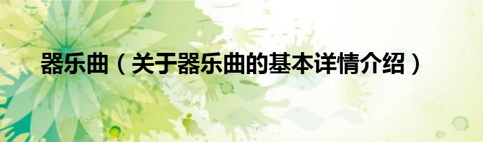 器乐曲（关于器乐曲的基本详情介绍）