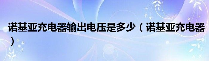 诺基亚充电器输出电压是多少（诺基亚充电器）