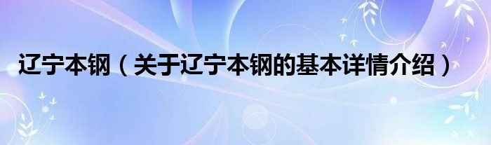辽宁本钢（关于辽宁本钢的基本详情介绍）