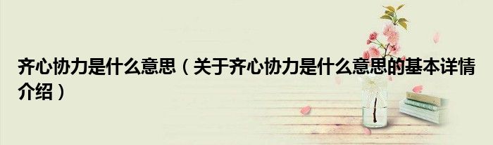 齐心协力是什么意思（关于齐心协力是什么意思的基本详情介绍）
