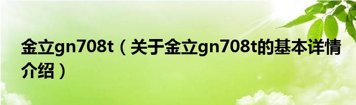 金立gn708t（关于金立gn708t的基本详情介绍）