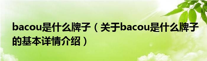 bacou是什么牌子（关于bacou是什么牌子的基本详情介绍）