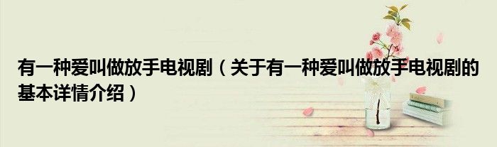 有一种爱叫做放手电视剧（关于有一种爱叫做放手电视剧的基本详情介绍）