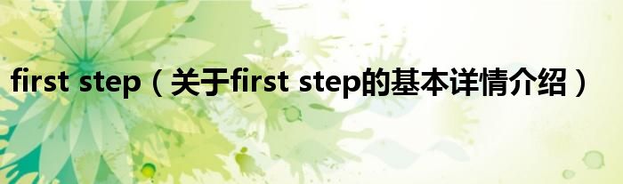 first step（关于first step的基本详情介绍）