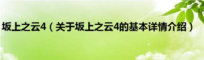 坂上之云4（关于坂上之云4的基本详情介绍）