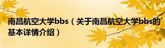 南昌航空大学bbs（关于南昌航空大学bbs的基本详情介绍）