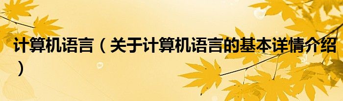 计算机语言（关于计算机语言的基本详情介绍）