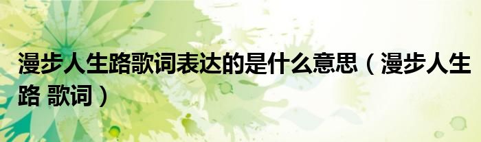 漫步人生路歌词表达的是什么意思（漫步人生路 歌词）