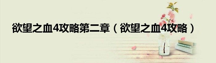 欲望之血4攻略第二章（欲望之血4攻略）