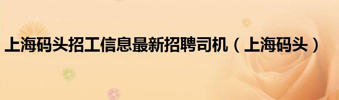 上海码头招工信息最新招聘司机（上海码头）