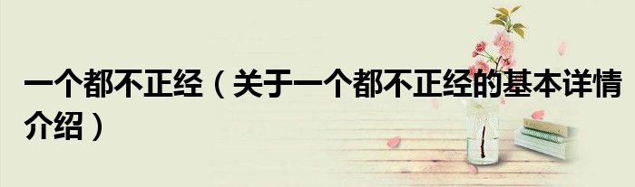 一个都不正经（关于一个都不正经的基本详情介绍）
