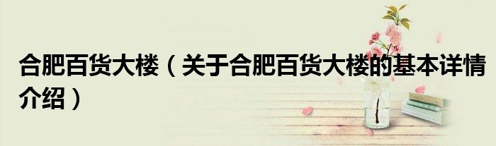 合肥百货大楼（关于合肥百货大楼的基本详情介绍）