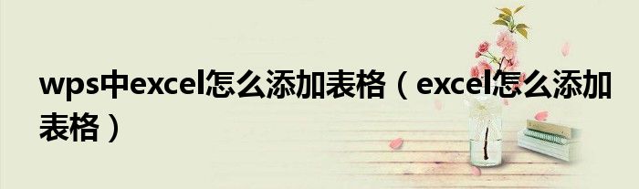 wps中excel怎么添加表格（excel怎么添加表格）