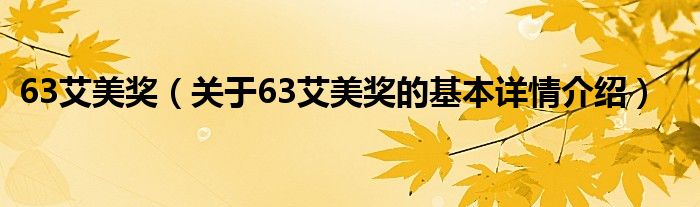 63艾美奖（关于63艾美奖的基本详情介绍）