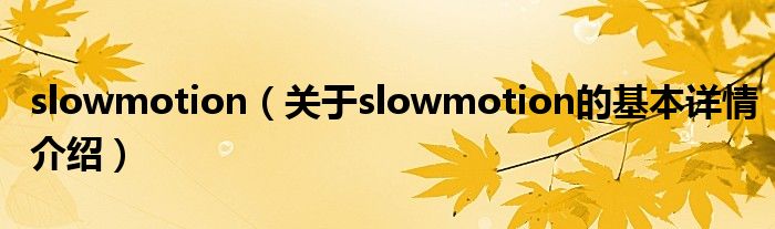 slowmotion（关于slowmotion的基本详情介绍）