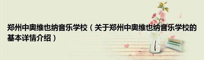 郑州中奥维也纳音乐学校（关于郑州中奥维也纳音乐学校的基本详情介绍）