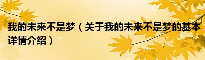 我的未来不是梦（关于我的未来不是梦的基本详情介绍）