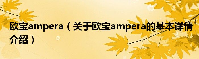 欧宝ampera（关于欧宝ampera的基本详情介绍）
