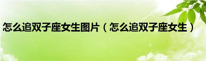 怎么追双子座女生图片（怎么追双子座女生）