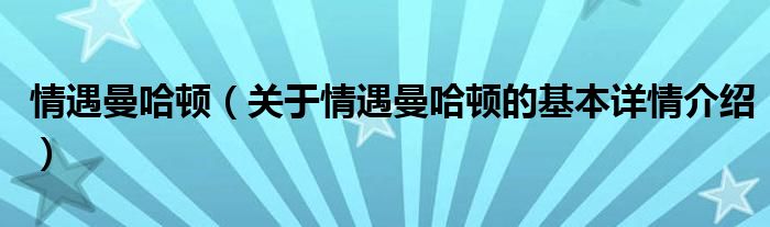 情遇曼哈顿（关于情遇曼哈顿的基本详情介绍）