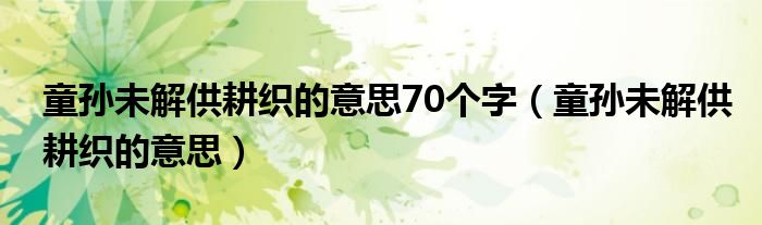 童孙未解供耕织的意思70个字（童孙未解供耕织的意思）