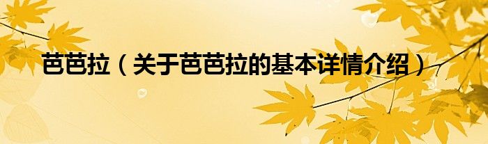 芭芭拉（关于芭芭拉的基本详情介绍）