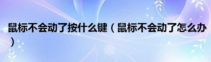 鼠标不会动了按什么键（鼠标不会动了怎么办）
