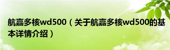 航嘉多核wd500（关于航嘉多核wd500的基本详情介绍）