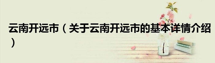 云南开远市（关于云南开远市的基本详情介绍）