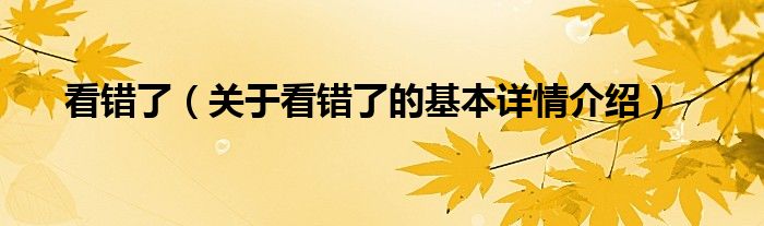 看错了（关于看错了的基本详情介绍）