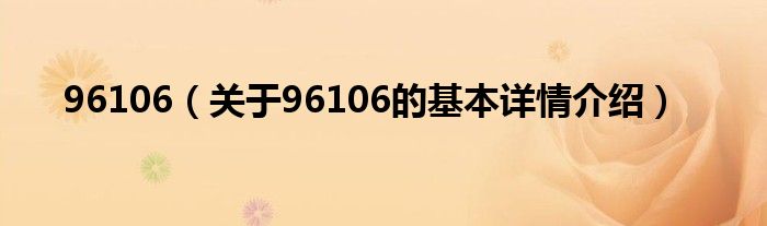 96106（关于96106的基本详情介绍）