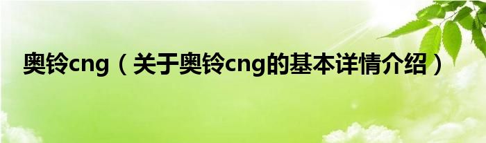 奥铃cng（关于奥铃cng的基本详情介绍）