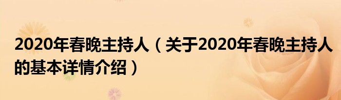 2020年春晚主持人（关于2020年春晚主持人的基本详情介绍）