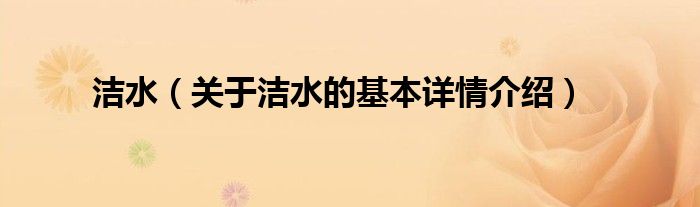 洁水（关于洁水的基本详情介绍）