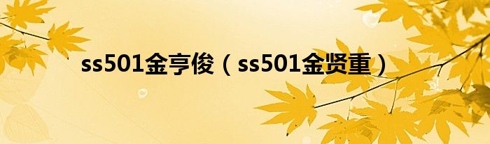 ss501金亨俊（ss501金贤重）