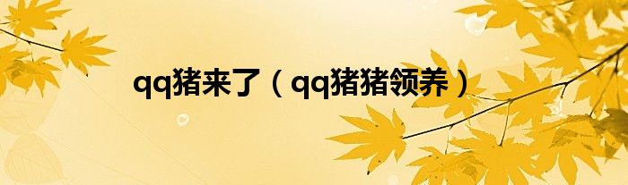 qq猪来了（qq猪猪领养）