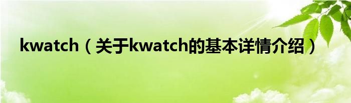kwatch（关于kwatch的基本详情介绍）