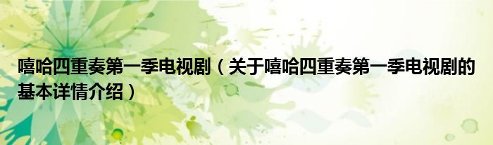 嘻哈四重奏第一季电视剧（关于嘻哈四重奏第一季电视剧的基本详情介绍）