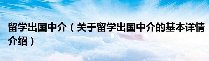 留学出国中介（关于留学出国中介的基本详情介绍）