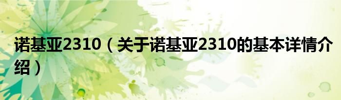诺基亚2310（关于诺基亚2310的基本详情介绍）