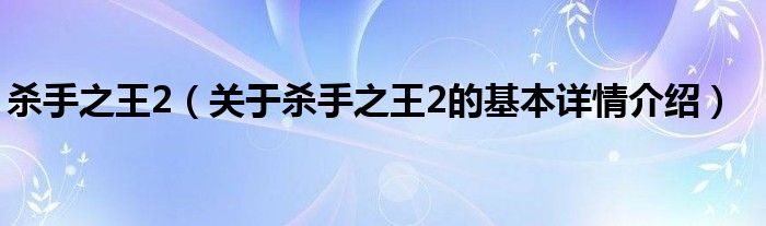 杀手之王2（关于杀手之王2的基本详情介绍）