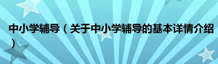 中小学辅导（关于中小学辅导的基本详情介绍）