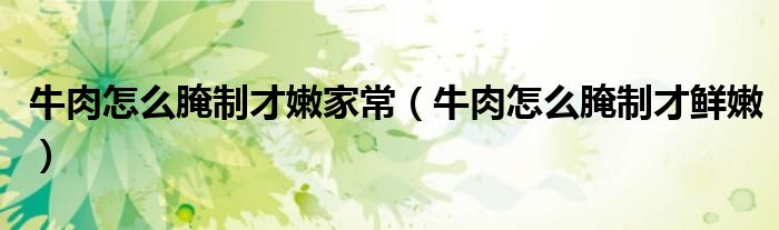 牛肉怎么腌制才嫩家常（牛肉怎么腌制才鲜嫩）