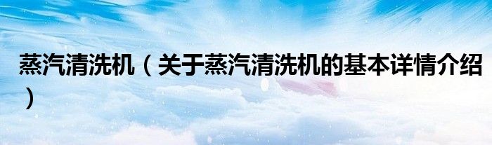 蒸汽清洗机（关于蒸汽清洗机的基本详情介绍）